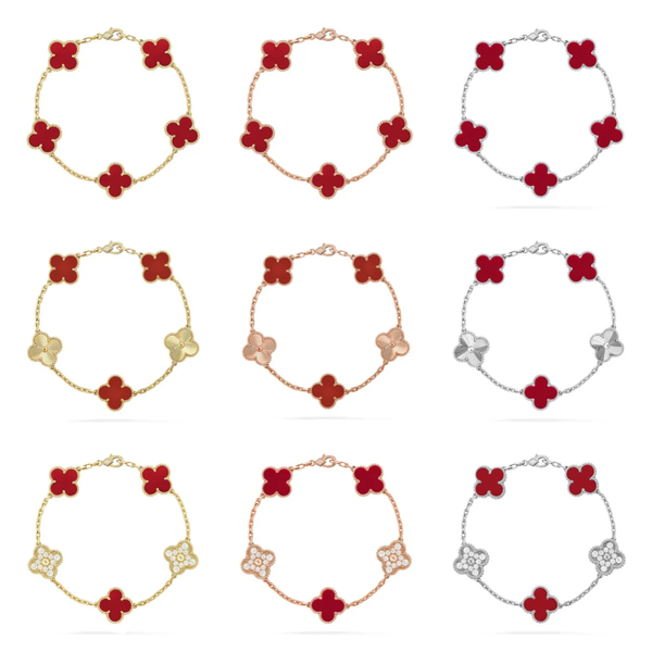 [⭐Shinejoy] CLOVER 5 MOTIF RED CORNELIAN BRACELET COLLECTION