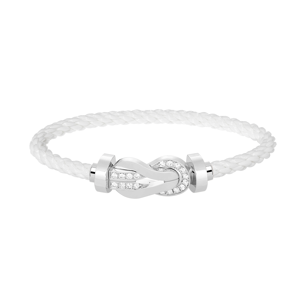 [Shinejoy]CHANCE LARGE 8 FIGURE BUCKLE HALF DIAMOND BRACELET SILVER