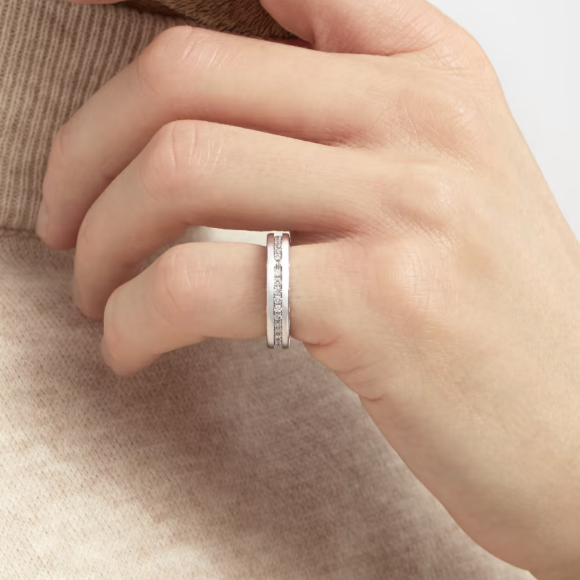 [⭐Shinejoy]ZERO 1 ONE-BAND PAVED DIAMONDS ON THE SPIRAL RING