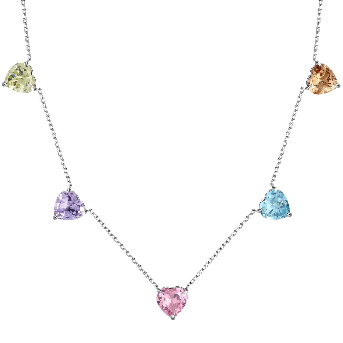 [Shinejoy Jewelry]Sparkling Colorful Heart Cut Necklace