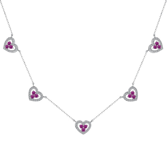 [Shinejoy Jewelry]Sparkling Five Heart Necklace