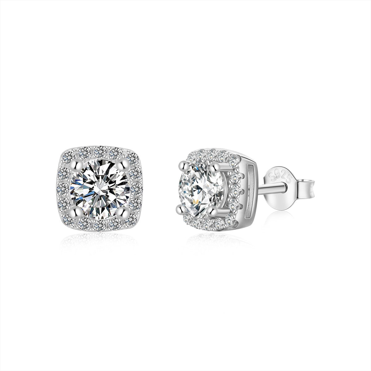 [Shinejoy Jewelry]Classic Round Center Stone Stud Earrings