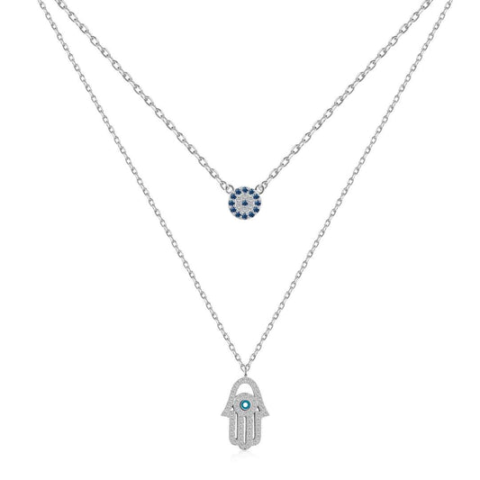 [Shinejoy Jewelry]Demon Eye Hamsa Palm Necklace