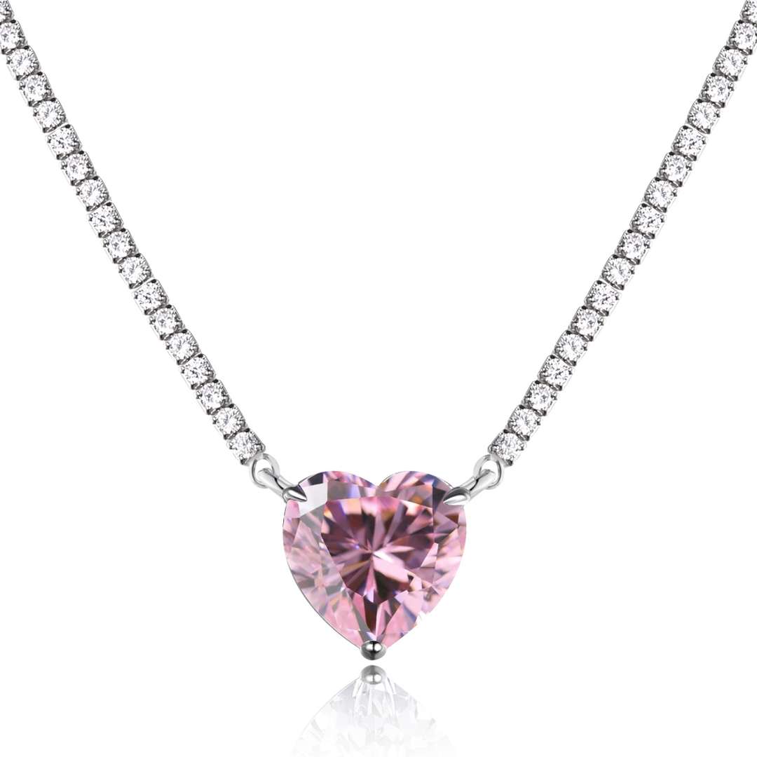 [Shinejoy Jewelry]8.0 Carat Versatile Colorful Sweet Heart-Shaped Tennis Necklace