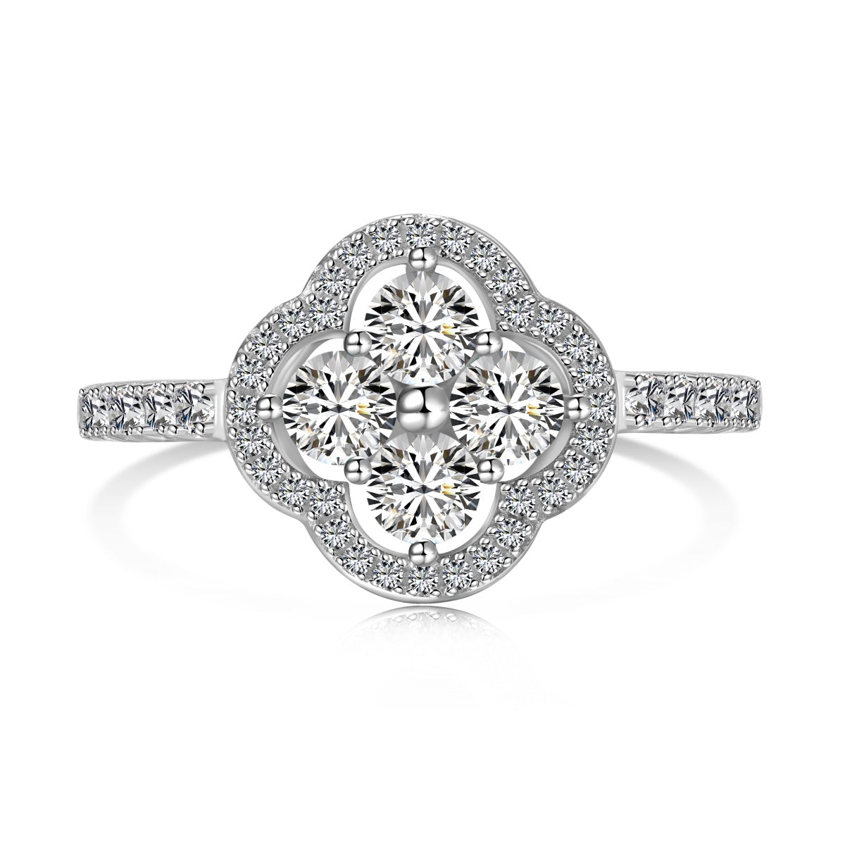 [Shinejoy Jewelry]Four Leaf Clover Flower Design Ring