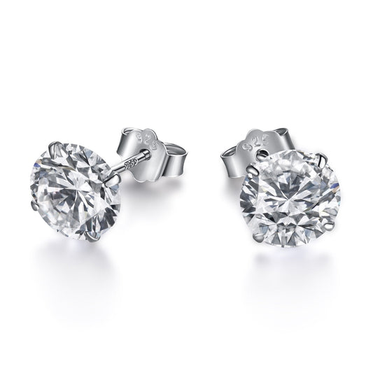 [Shinejoy Jewelry]Stylish Shiny Round Center Stone Stud Earrings