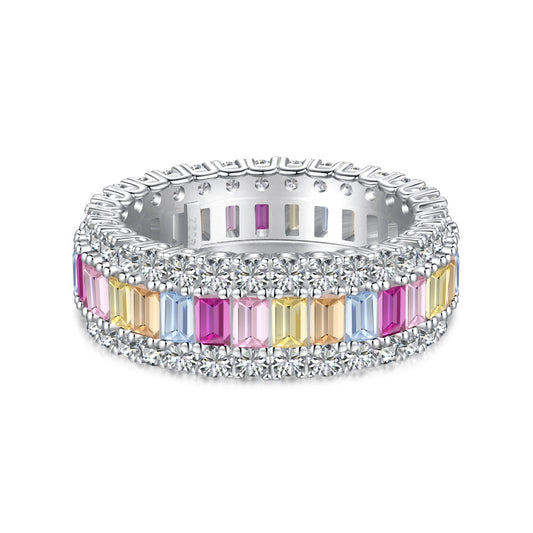 [Shinejoy Jewelry]Dainty Colorful Radiant Cut Daily Ring