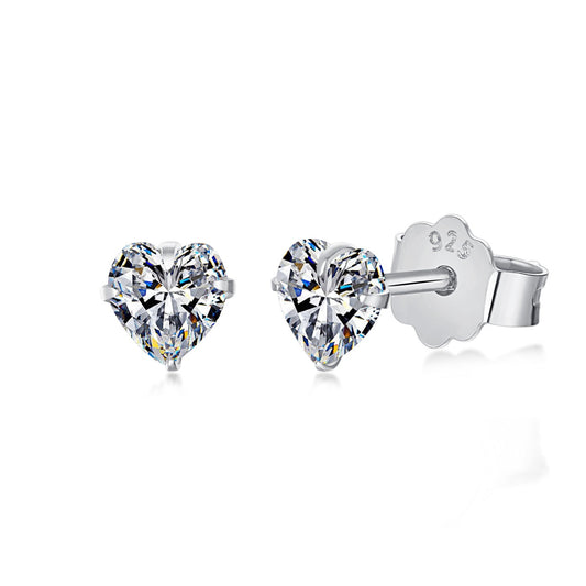 [Shinejoy Jewelry]Sparkling Heart Shaped Simple Earrings