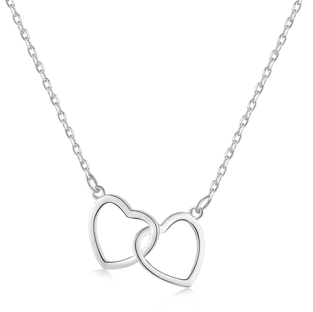 [Shinejoy Jewelry]Sterling Silver Love Double Ring Necklace