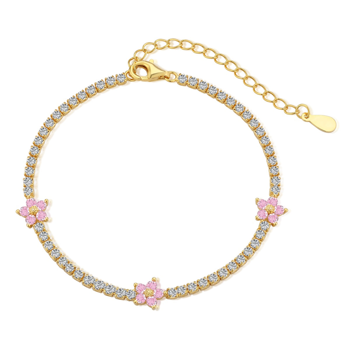 [Shinejoy Jewelry]Sparkling Flower Shape Tennis Bracelet