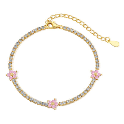 [Shinejoy Jewelry]Sparkling Flower Shape Tennis Bracelet