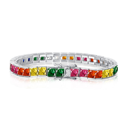 [Shinejoy Jewelry]Radiant Colorful Princess Cut Tennis Bracelet