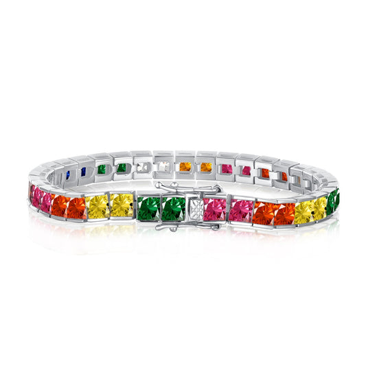 [Shinejoy Jewelry]Radiant Colorful Princess Cut Tennis Bracelet