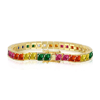 [Shinejoy Jewelry]Radiant Colorful Princess Cut Tennis Bracelet