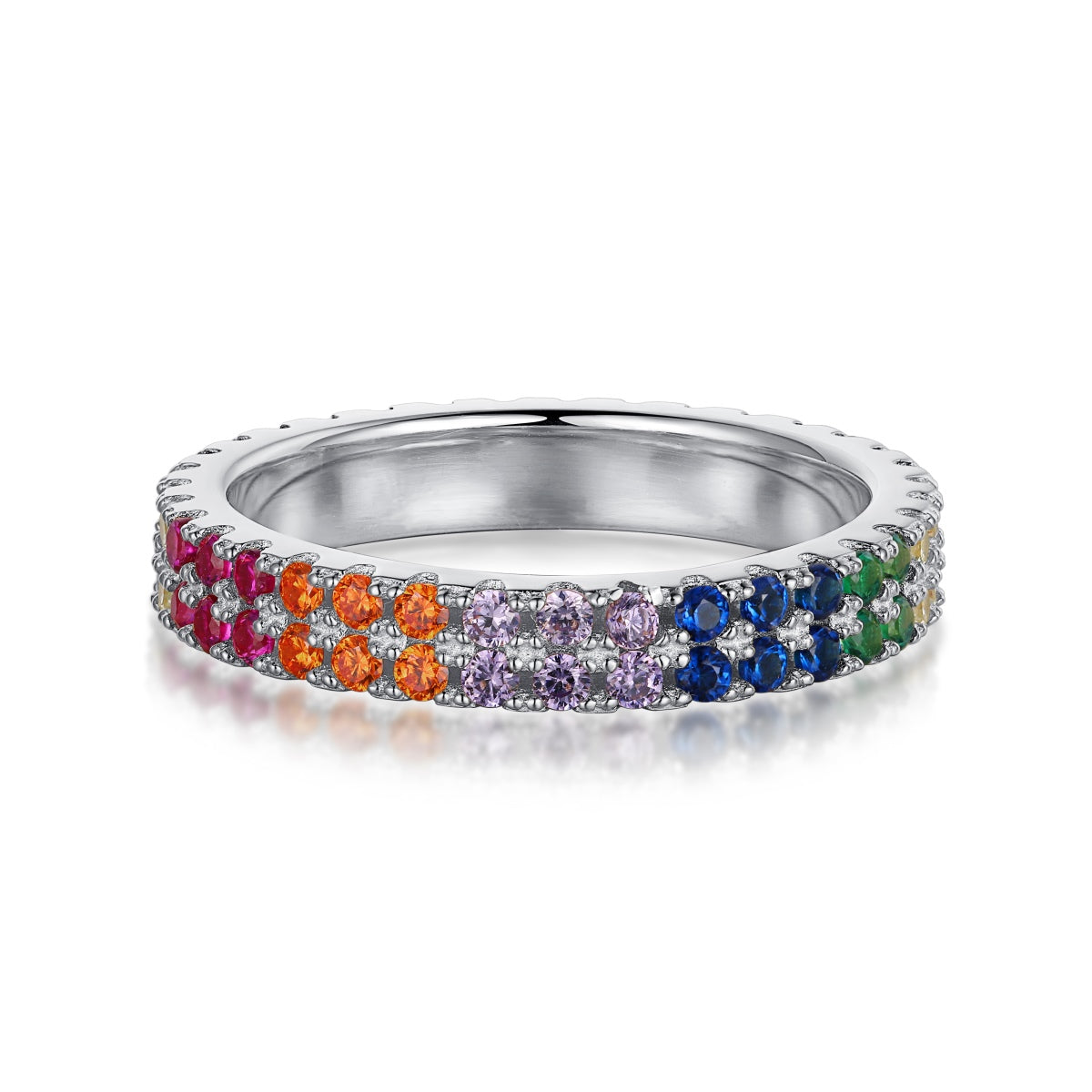 [Shinejoy Jewelry]Unique Colorful Round Cut Tennis Ring