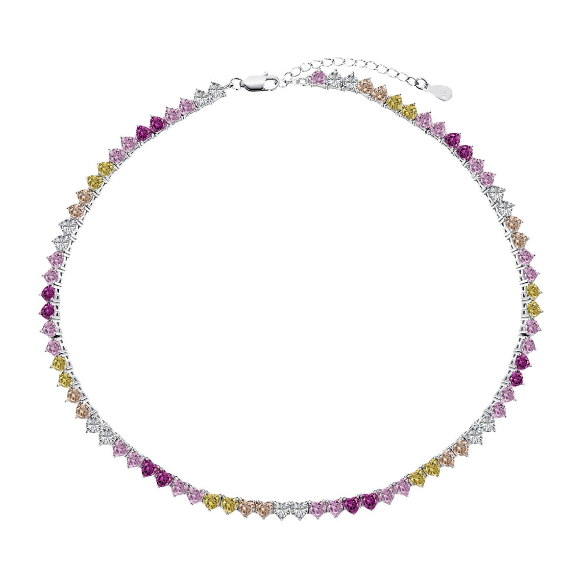 [Shinejoy Jewelry]Sparkling Colorful Full Heart Tennis Necklace
