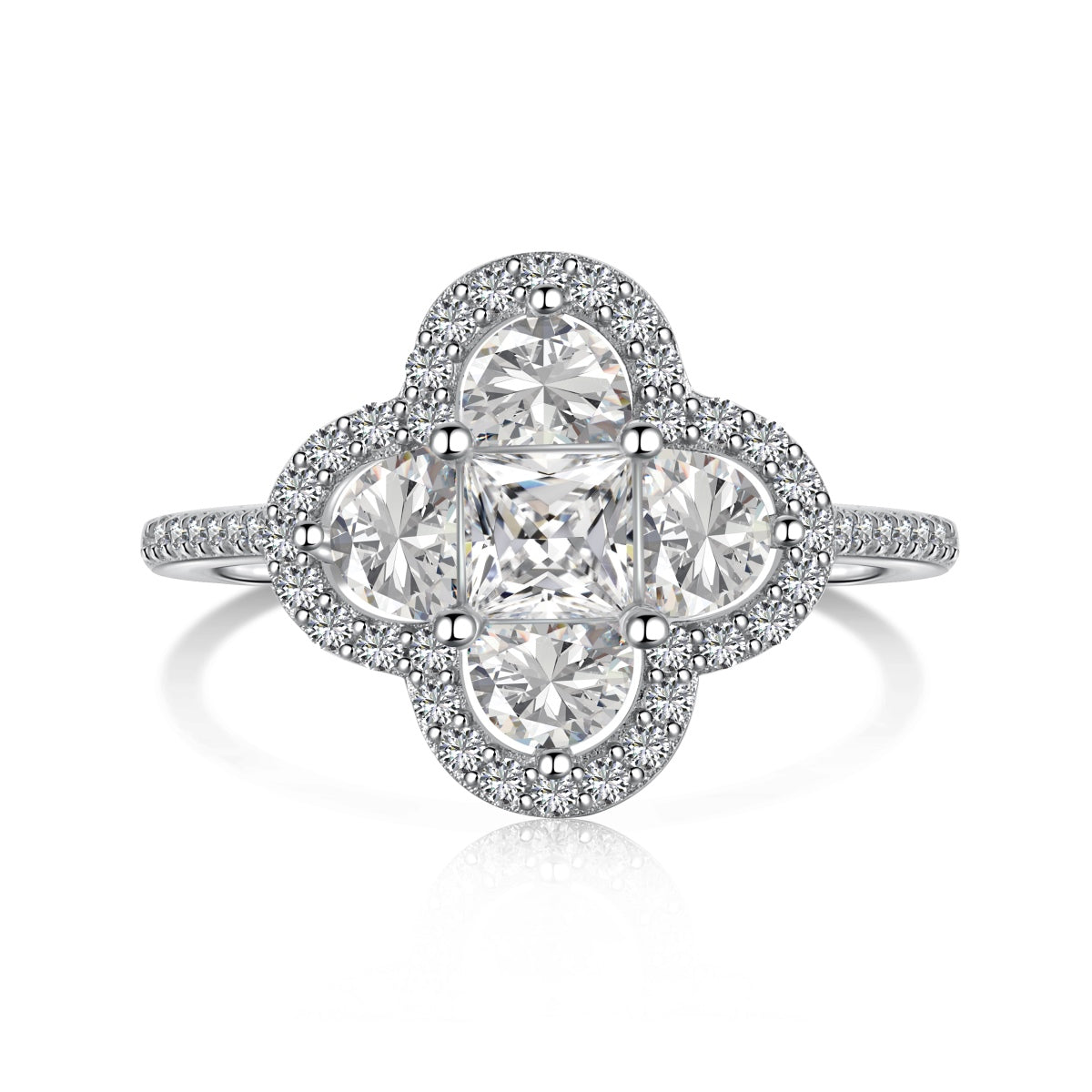 [Shinejoy Jewelry]Luxurious Eternity Flower Shape Banquet Ring