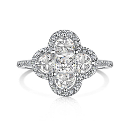 [Shinejoy Jewelry]Luxurious Eternity Flower Shape Banquet Ring