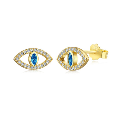 [Shinejoy Jewelry]Blue Devil Eyes Hollow Stud Earrings