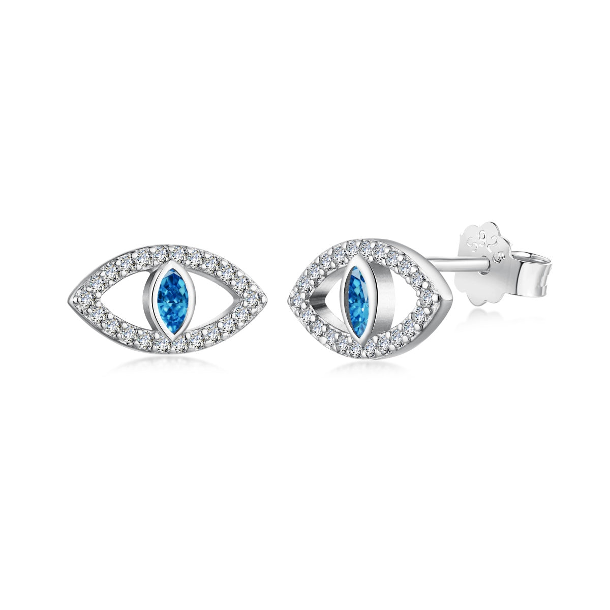 [Shinejoy Jewelry]Blue Devil Eyes Hollow Stud Earrings