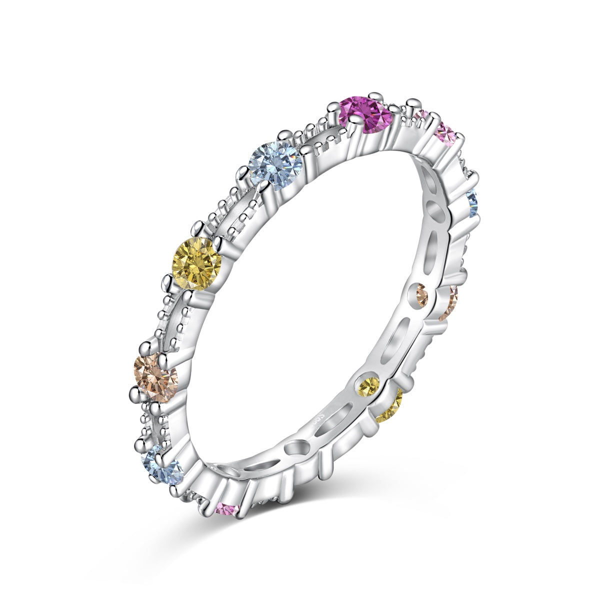 [Shinejoy Jewelry]Sparkling Colorful Round Cut Tennis Ring