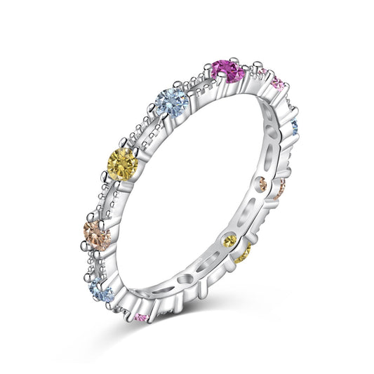 [Shinejoy Jewelry]Sparkling Colorful Round Cut Tennis Ring
