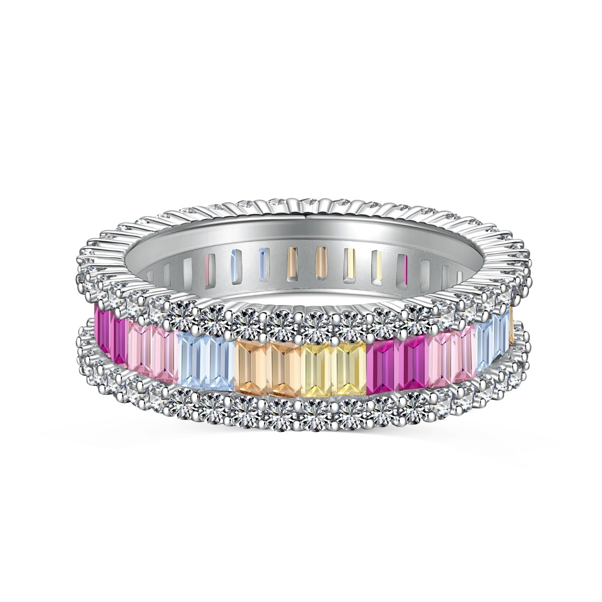 [Shinejoy Jewelry]Dainty Kaleidoscopic Emerald Cut Daily Ring