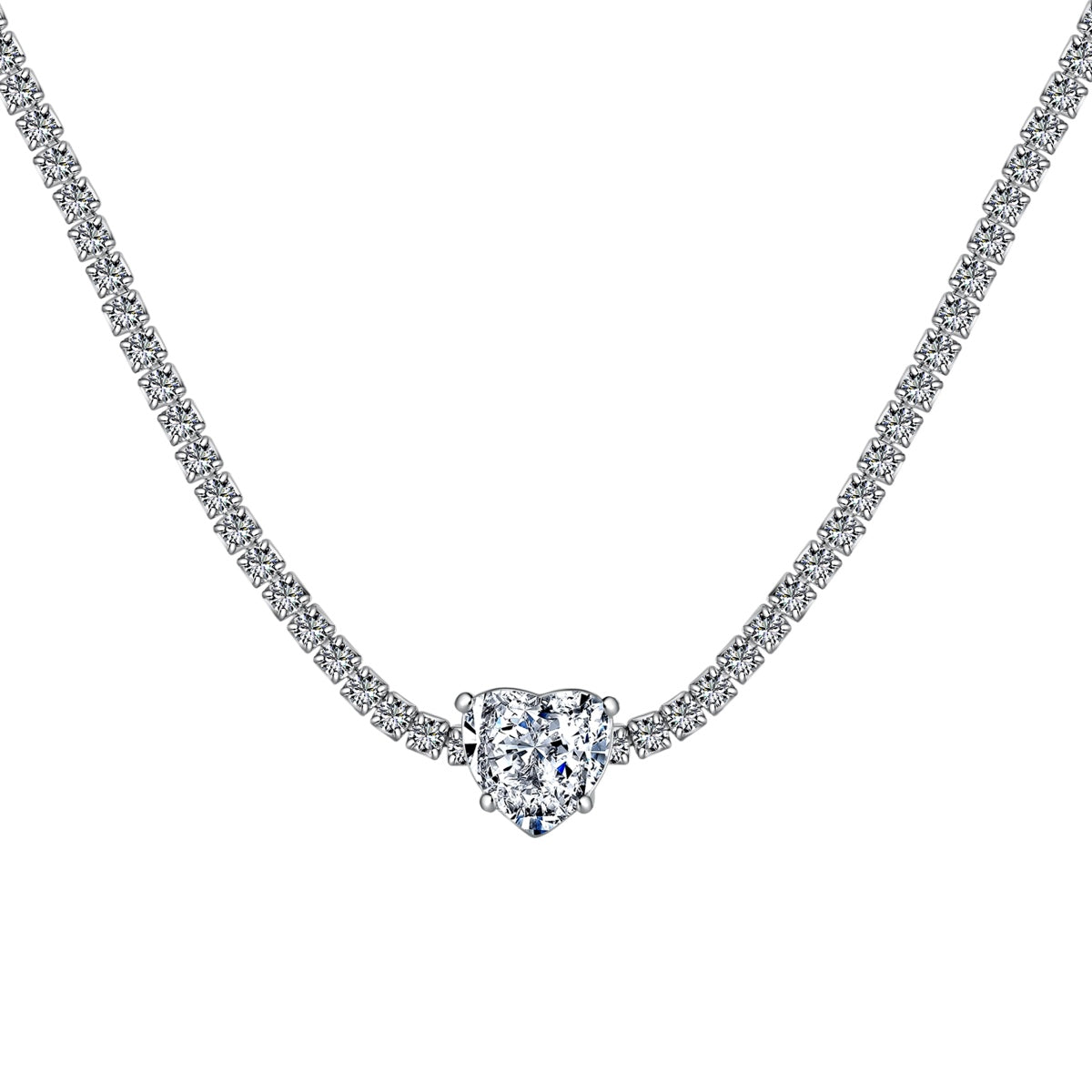 [Shinejoy Jewelry]2.0 Carat Sparkling Tennis Heart Cut Necklace