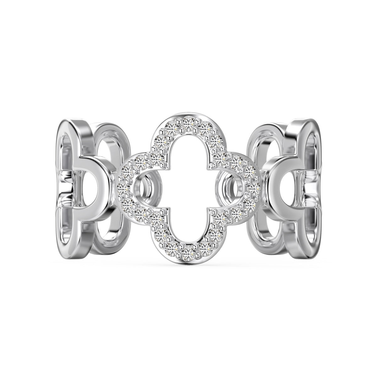 [Shinejoy Jewelry]Hollow Design Four-Leaf Clover Flower Shape Ring