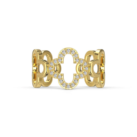 [Shinejoy Jewelry]Hollow Design Four-Leaf Clover Flower Shape Ring
