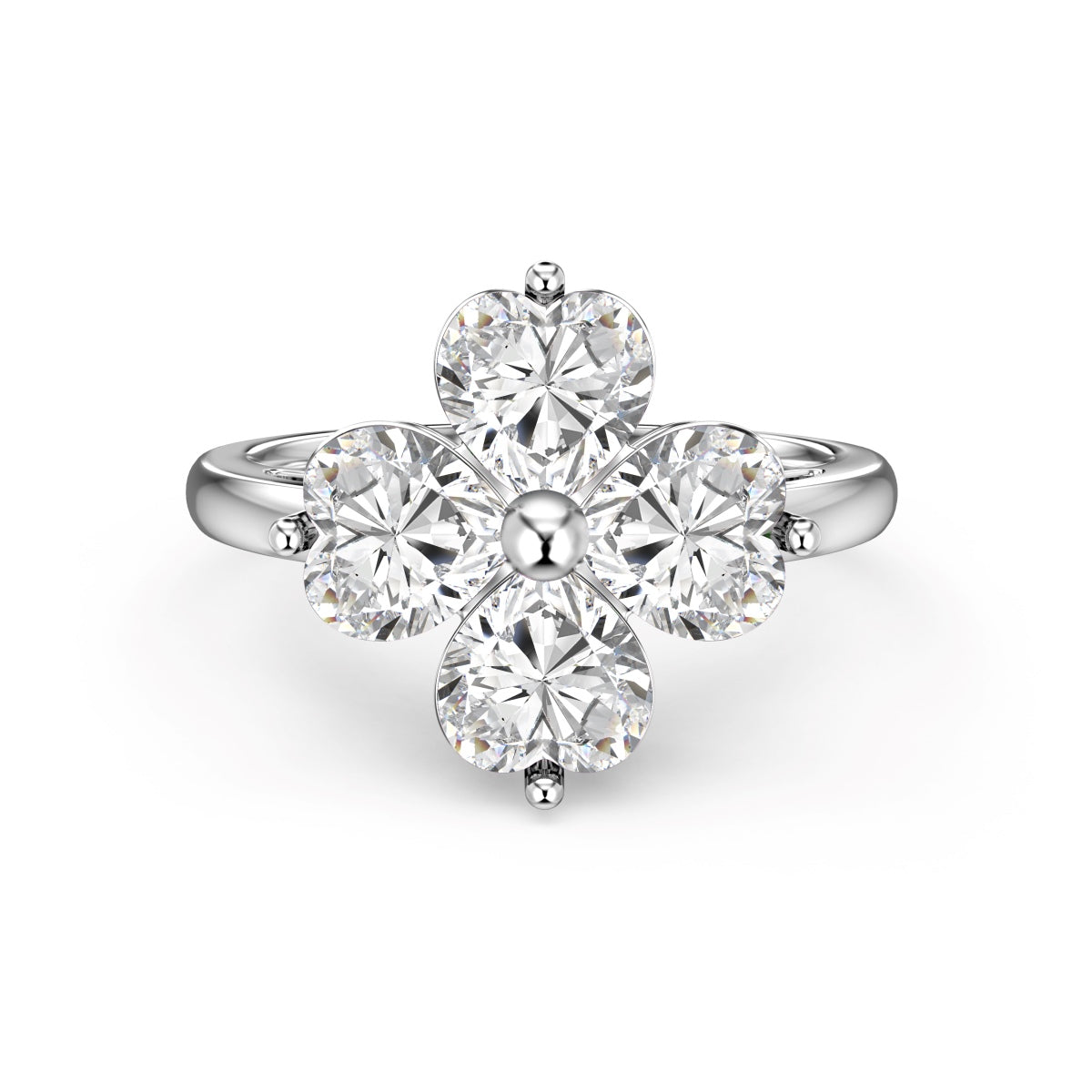 [Shinejoy Jewelry]Heart-shaped Four-Leaf Clover Ball Ring
