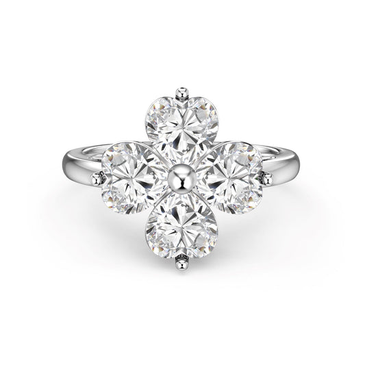 [Shinejoy Jewelry]Heart-shaped Four-Leaf Clover Ball Ring