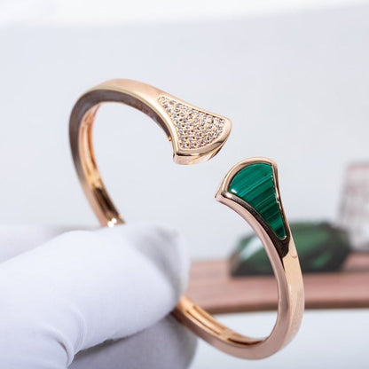 [⭐Shinejoy]DREAM BRACELET OPEN MALACHITE PINK GOLD