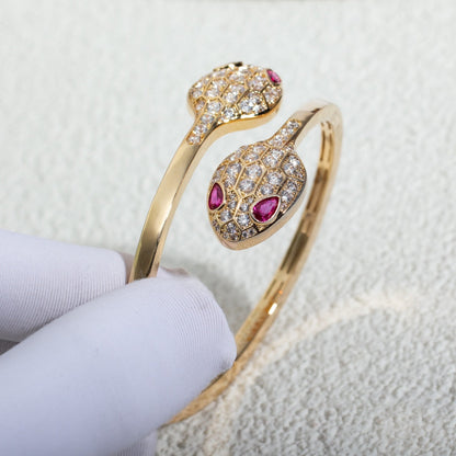 [⭐Shinejoy]SERPENTI BRACELET PINK GOLD DIAMOND DOUBLE SNAKE