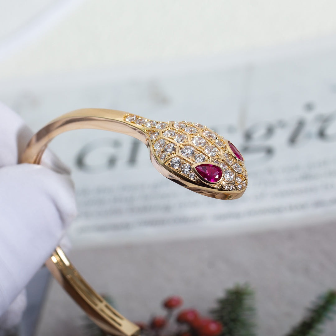 [⭐Shinejoy]SERPENTI BRACELET PINK GOLD DIAMOND DOUBLE SNAKE