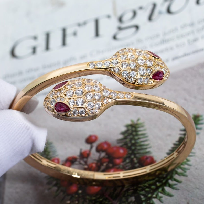 [⭐Shinejoy]SERPENTI BRACELET PINK GOLD DIAMOND DOUBLE SNAKE