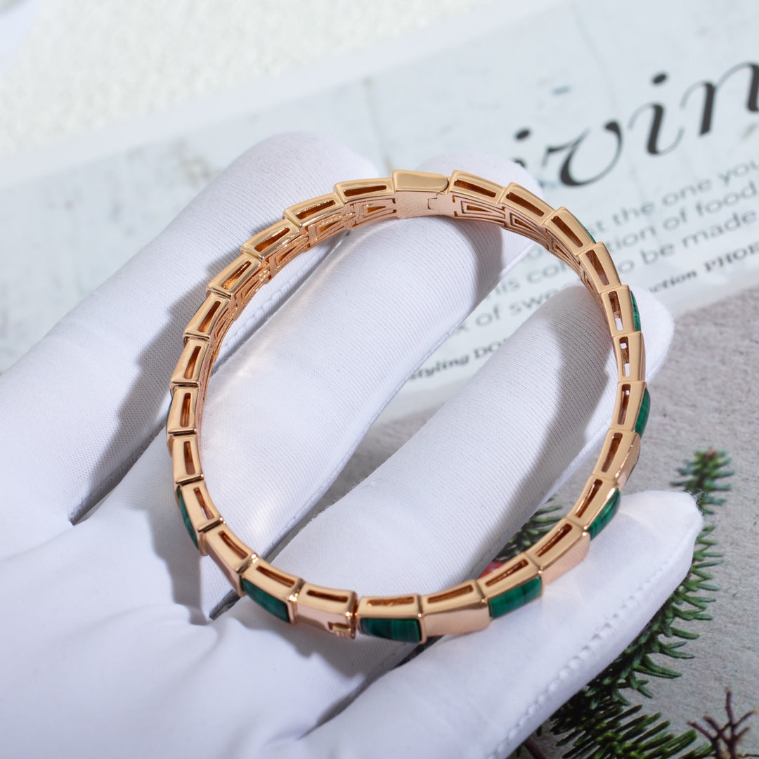 [⭐Shinejoy]SERPENTI BRACELET PINK GOLD MALACHITE