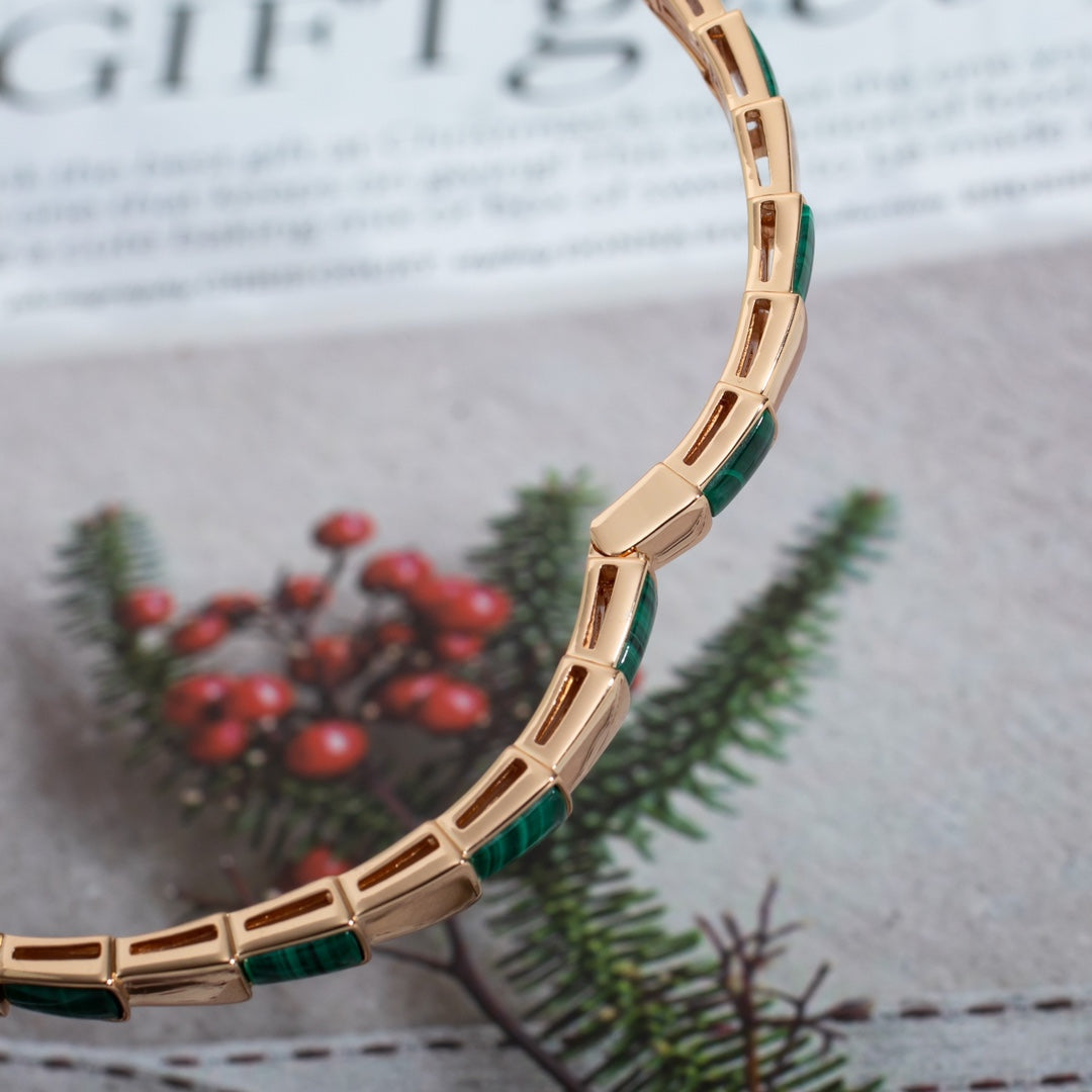[⭐Shinejoy]SERPENTI BRACELET PINK GOLD MALACHITE