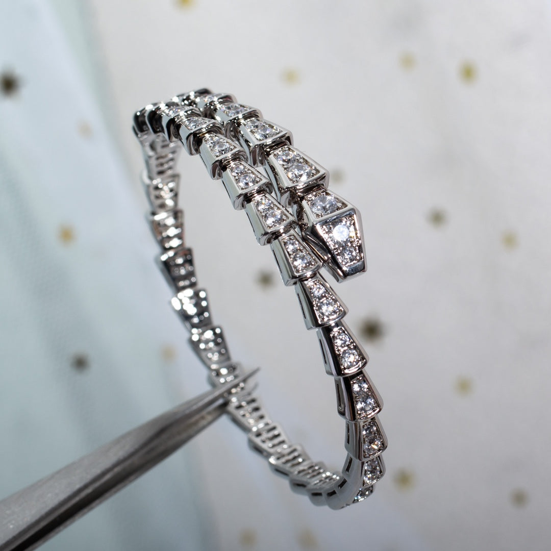 [⭐Shinejoy]SERPENTI BRACELET 6MM SILVER DIAMOND