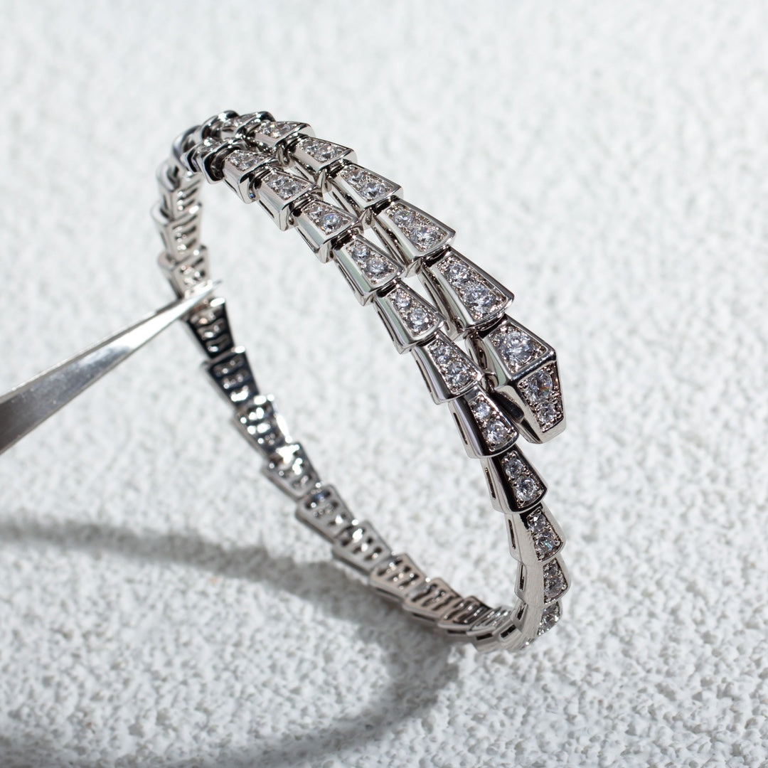 [⭐Shinejoy]SERPENTI BRACELET 6MM SILVER DIAMOND
