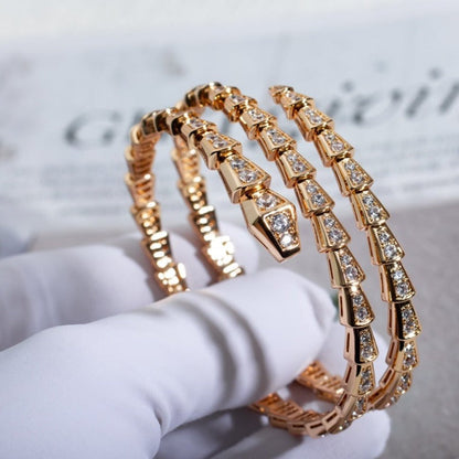 [⭐Shinejoy]SERPENTI BRACELET PINK GOLD DIAMOND DOUBLE ROW