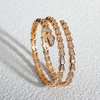 [⭐Shinejoy]SERPENTI BRACELET PINK GOLD DIAMOND DOUBLE ROW