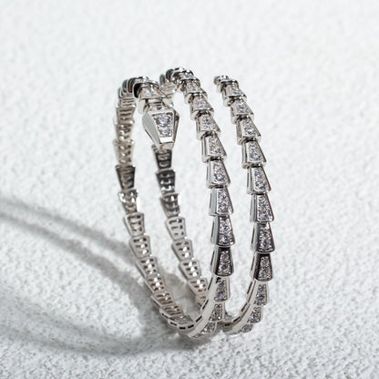 [⭐Shinejoy]SERPENTI BRACELET SILVER DIAMOND DOUBLE ROW