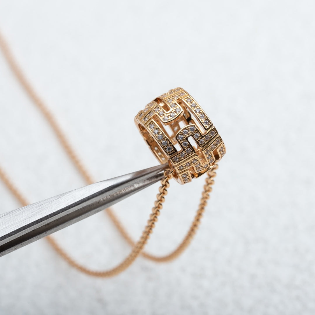[⭐Shinejoy]PARENTESI NECKLACE PINK GOLD DIAMOND