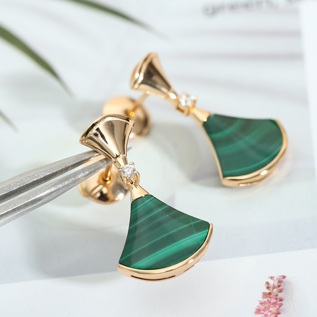 [⭐Shinejoy]DREAM MALACHITE PINK GOLD EARRINGS