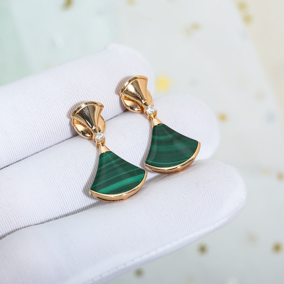 [⭐Shinejoy]DREAM MALACHITE PINK GOLD EARRINGS