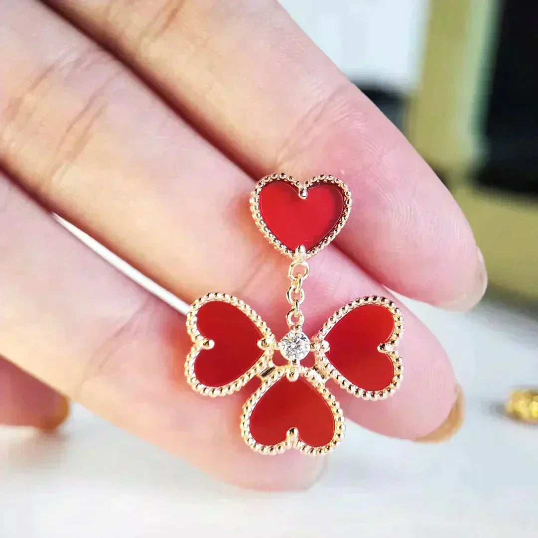 [Shinejoy]SWEET CLOVER CARNELIAN EARRINGS