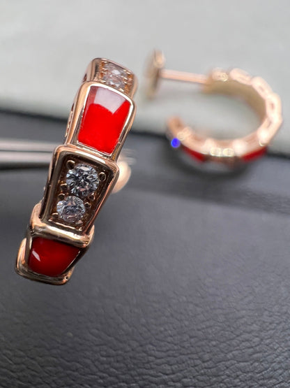 [⭐Shinejoy]SERPENTI CARNELIAN PINK GOLD EARRINGS