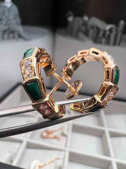[⭐Shinejoy]SERPENTI MALACHITE PINK GOLD EARRINGS