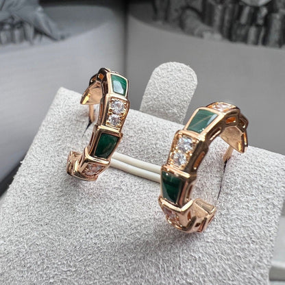 [⭐Shinejoy]SERPENTI MALACHITE PINK GOLD EARRINGS